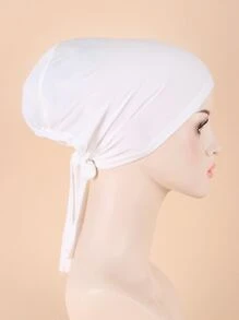 素色頭巾帽 - 白色 - 查看 4