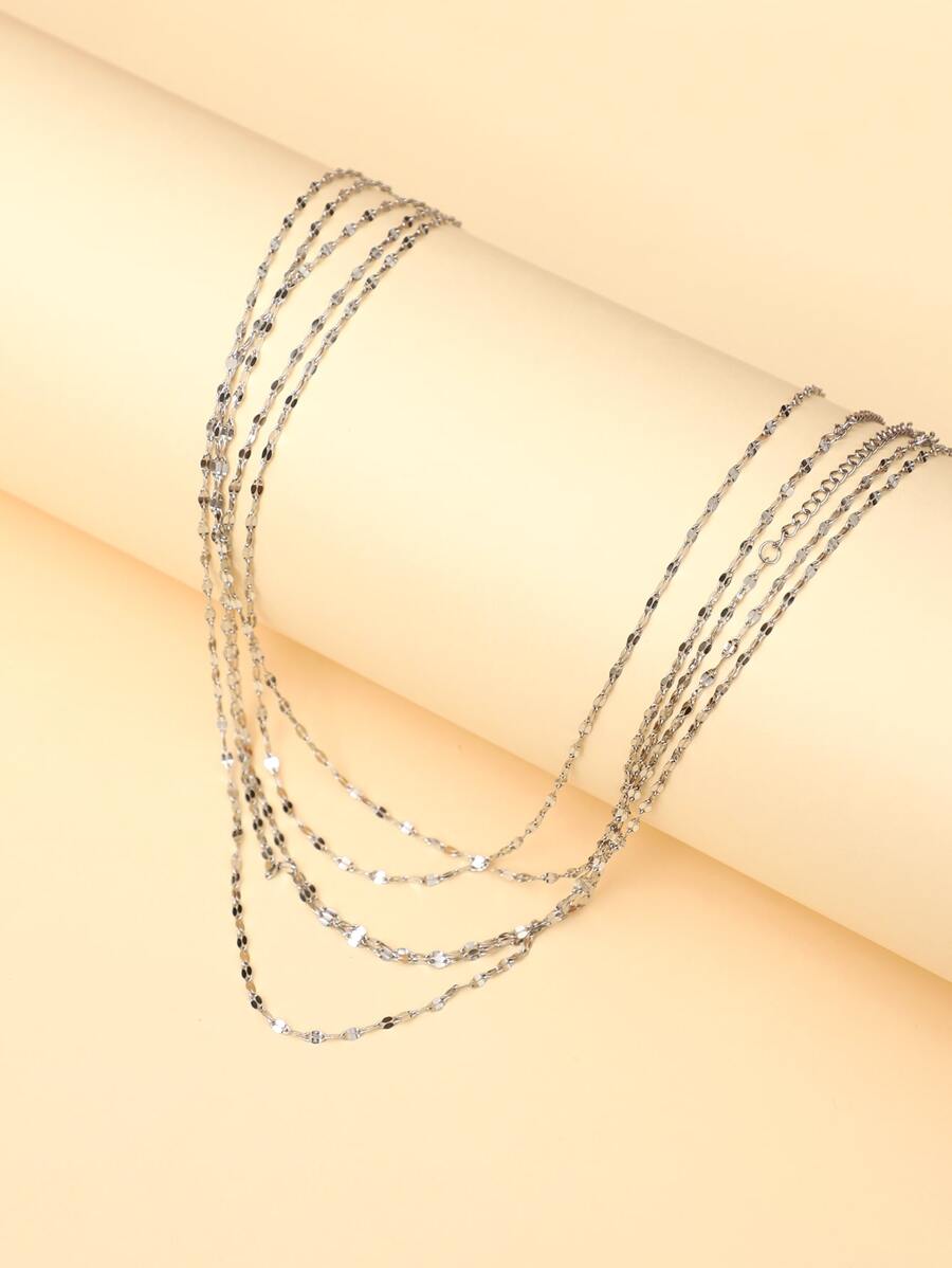 5 cái / bộ Vòng cổ chuỗi tối giản - Bạc - Xem 1