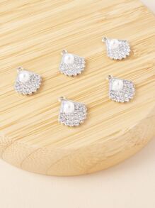 8入組/套人造珍珠裝飾扇DIY吊墜 - 銀色 - 查看 2