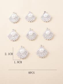 8入組/套人造珍珠裝飾扇DIY吊墜 - 銀色 - 查看 3