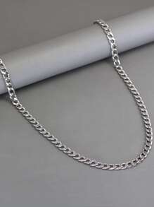 男士極簡鏈條樣式項鍊,適用於首飾類禮品和派對 - 銀色 - 查看 1