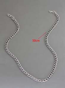 男士極簡鏈條樣式項鍊,適用於首飾類禮品和派對 - 銀色 - 查看 3