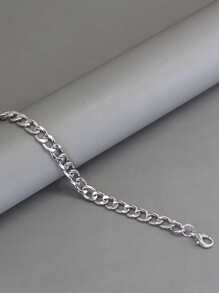 男士極簡鏈條樣式項鍊,適用於首飾類禮品和派對 - 銀色 - 查看 4