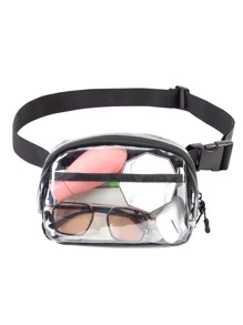 TINYAT Clear Bum Bag For Women, Stadium Approved Clear Belt Bag Waterproof Waist Pack For Concerts, Sports, Travel - Clear - View 1
