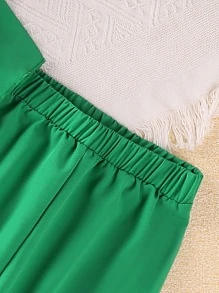 Girls Tiered Layer Cami Top & Trousers - Green - View 5