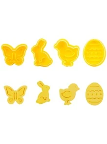 4入组/套塑膠餅乾混合圖案印章適用於烘烤