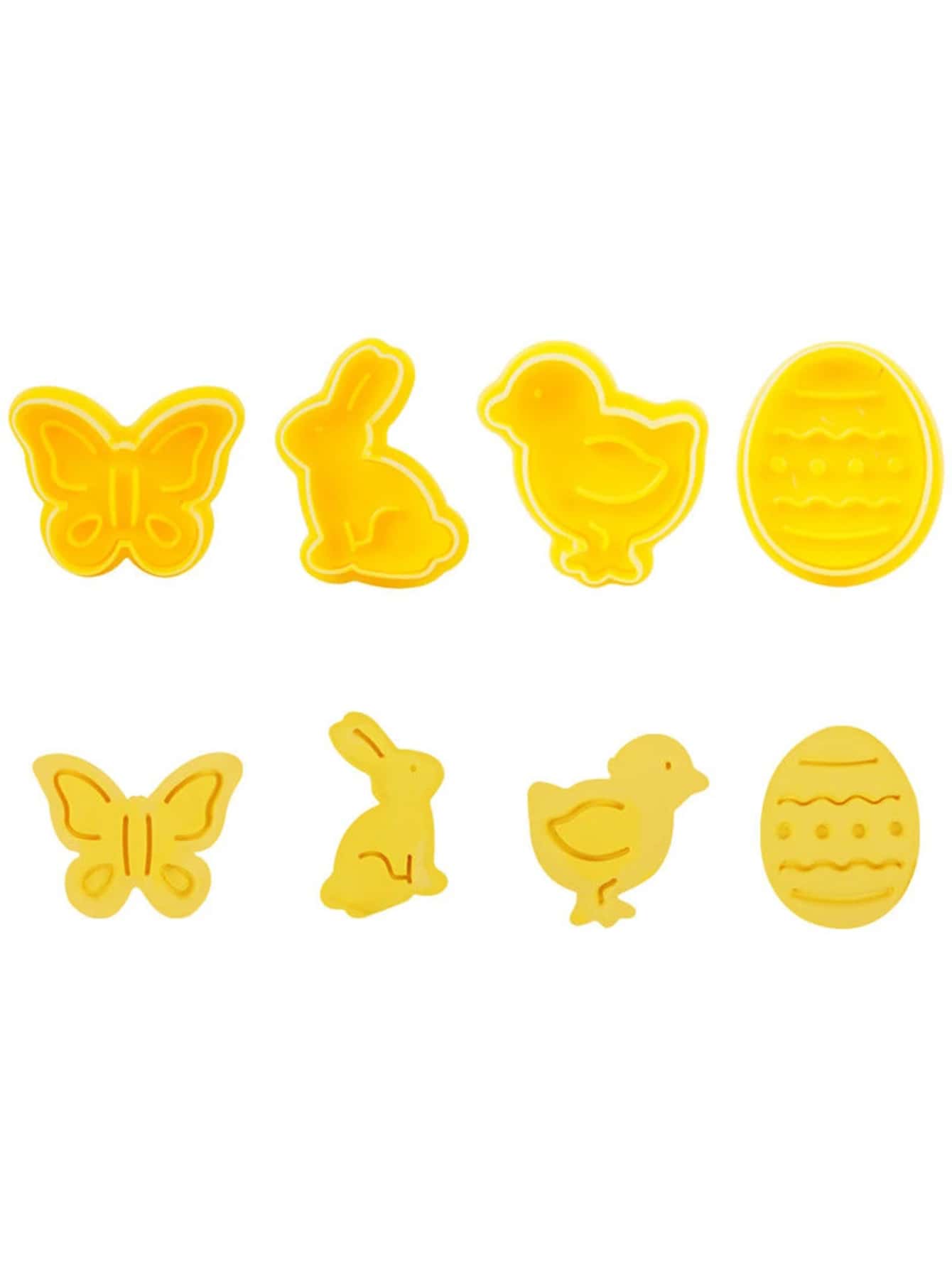 4入组/套塑膠餅乾混合圖案印章適用於烘烤