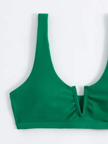 SHEIN Swim Summer Beach V Wired Bikini Set - Green - View 4