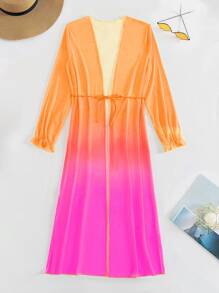 Swim Vcay Kimono Nữ Xù Thắt nơ trước Ombre - Nhiều màu - Xem 6