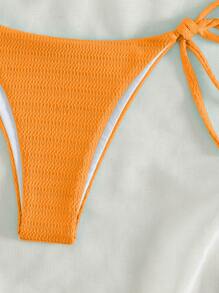 Plain Halter Triangle Summer Beach Bikini Set - Orange - View 4