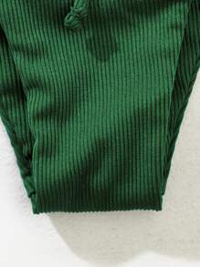 Rib Tie Side Bikini Set Summer Beach - Dark Green - View 5