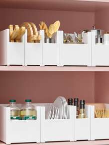 1 pieza de plástico Almacenamiento de cocina blanco cocina Organizador para cocina - Blanco - Ver 6