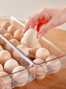 1pc PET Egg Holder, Clear Multi-Grid Refrigerator Egg Tray For Kitchen, For Easter - Clear - View 2
