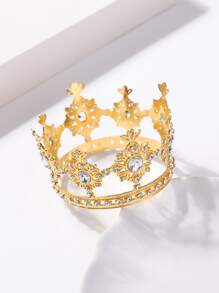 Rhinestone Decor Crown Design Headband - Gold - View 1