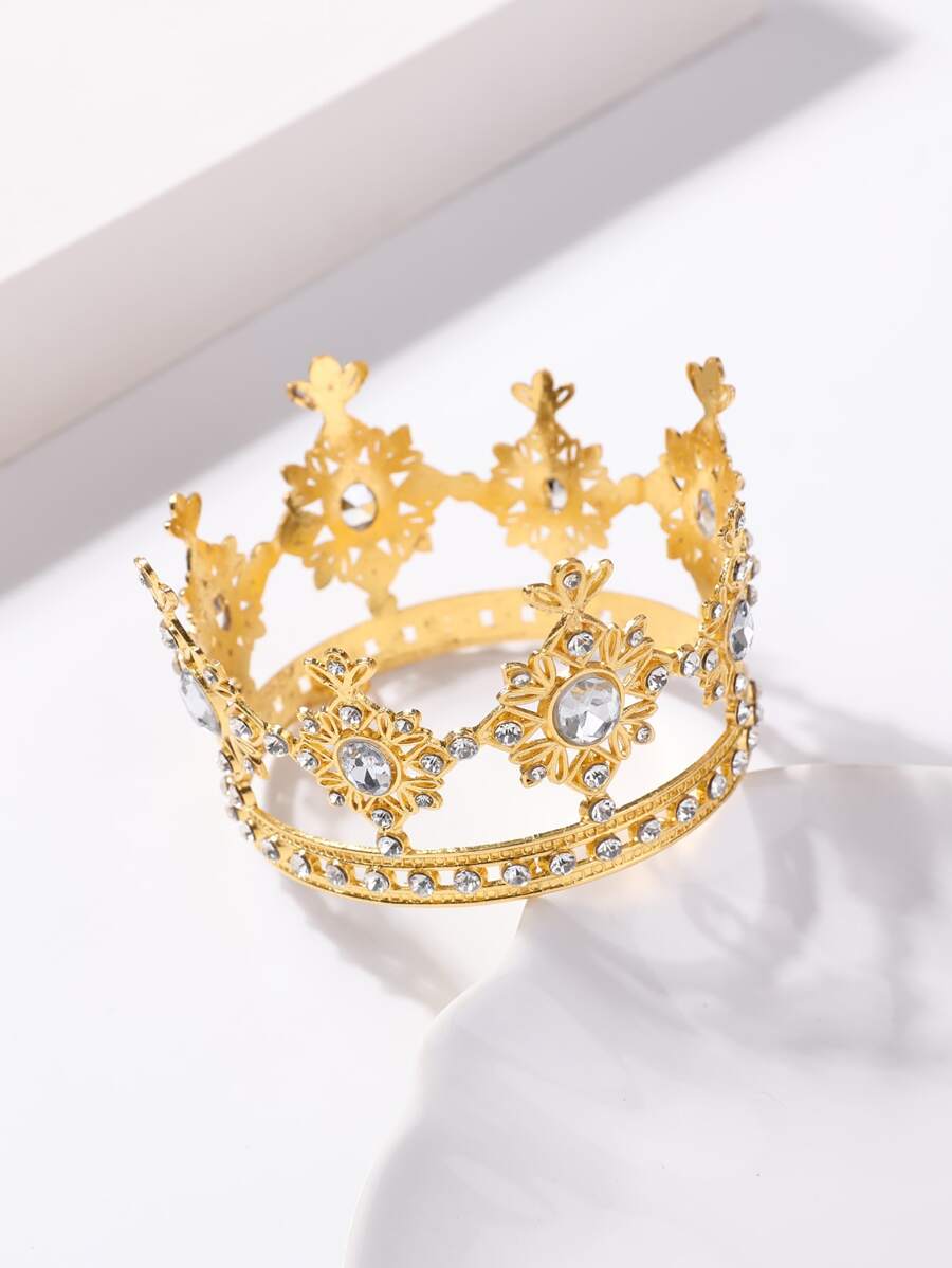 Rhinestone Decor Crown Design Headband - Gold - View 1