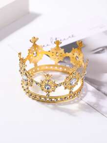 Rhinestone Decor Crown Design Headband - Gold - View 2