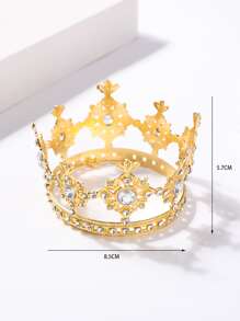Rhinestone Decor Crown Design Headband - Gold - View 3
