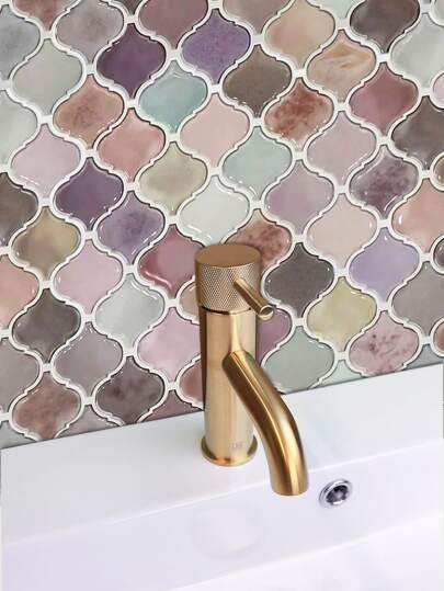 Roze Arabesque Peel Stick Tile, 12"X12"Self Adhesive Kitchen Backsplash, On Wand Tiles, Renovation Stickers Panels, Paper, Wallpapers, ation Items Refresh Your Home, Festival Birthday Graduation view 7