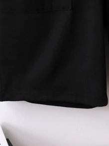 SHEIN Chicos Shorts de cintura con cordón con bolsillo oblicuo - Negro - Ver 5