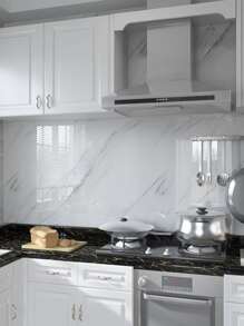 1roll PVC Kitchen Sticker, Modern Marble Pattern Wall Renovation Sticker For Kitchen - Multicolor - View 3
