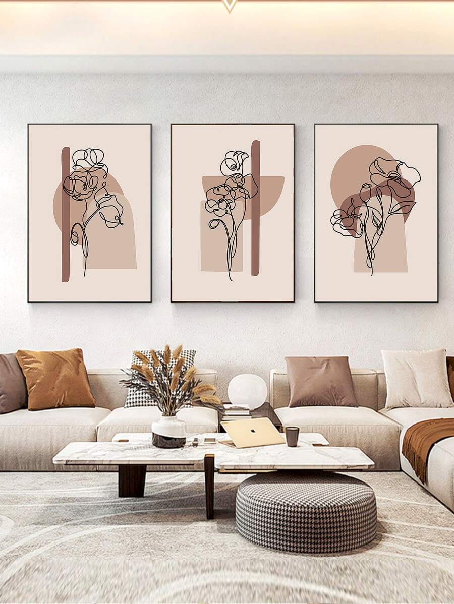 3 Sợi Hóa Học Unframed Tranh, Họa Tiết Hoa Trừu Tượng Hiện Đại Tường Hình Chữ Nhật Tranh Nghệ Thuật Cho Trang Trí Tường Nhà - Nhiều màu - Xem 1