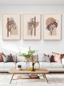 3 Sợi Hóa Học Unframed Tranh, Họa Tiết Hoa Trừu Tượng Hiện Đại Tường Hình Chữ Nhật Tranh Nghệ Thuật Cho Trang Trí Tường Nhà - Nhiều màu - Xem 6