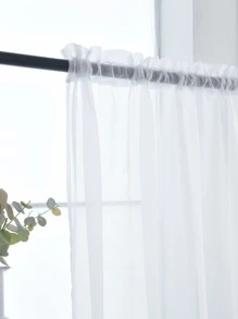 1 st effen wit polyester transparant gordijn, eenvoudig lichtfilterend transparant gordijn voor woondecoratie