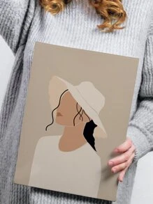 抽象人物圖案現代掛飾帆布繪畫帶框架 - 彩色 - 查看 2