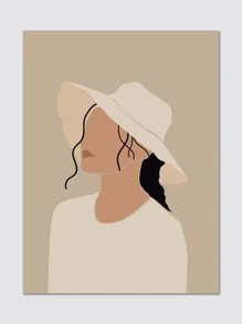 抽象人物圖案現代掛飾帆布繪畫帶框架 - 彩色 - 查看 3