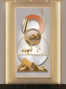 1 Họa Tiết Hươu & Mặt Trăng Unframed Tranh Hiện Đại Sợi Hóa Học Thiết Kế Hình Học Tranh Trang Trí Cho Trang Trí Nhà - Nhiều màu - Xem 1