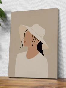 抽象人物圖案現代掛飾帆布繪畫帶框架 - 彩色 - 查看 8