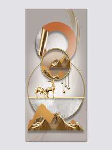 1 Họa Tiết Hươu & Mặt Trăng Unframed Tranh Hiện Đại Sợi Hóa Học Thiết Kế Hình Học Tranh Trang Trí Cho Trang Trí Nhà - Nhiều màu - Xem 4