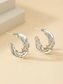 1 Pair Minimalist Metal Geometric Earrings Suitable For Women's Everyday Wear - Silver - View 2