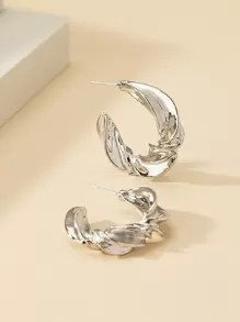 1 Pair Minimalist Metal Geometric Earrings Suitable For Women's Everyday Wear - Silver - View 3