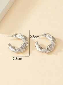 1 Pair Minimalist Metal Geometric Earrings Suitable For Women's Everyday Wear - Silver - View 4