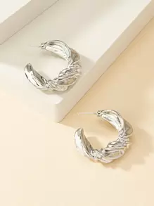 1 Pair Minimalist Metal Geometric Earrings Suitable For Women's Everyday Wear - Silver - View 5