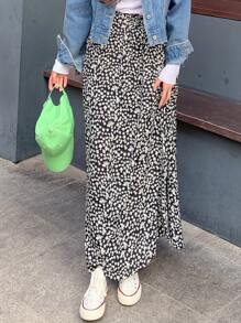 DAZY Ditsy Floral Print Skirt Vacation Outfits Women - Black - View 7