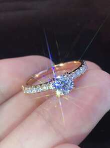 CVNANA 方晶鋯石裝飾戒指 - 銀色 - 查看 2