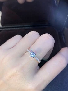 CVNANA 方晶鋯石裝飾戒指 - 銀色 - 查看 3