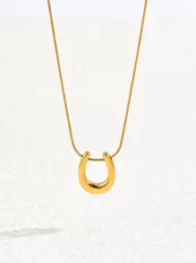 1pc Hollow Moon Geometric Stainless Steel Necklace, Suitable For Women's Daily Wear And As A Gift