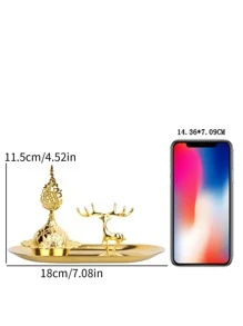 3入組/套合成樹脂香爐帶託盤 - 金色 - 查看 3
