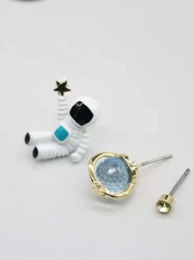 3入組/套宇航員和星球裝飾耳釘 - 彩色 - 查看 2
