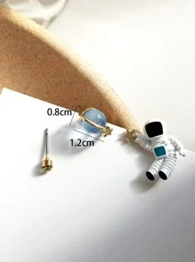 3入組/套宇航員和星球裝飾耳釘 - 彩色 - 查看 5