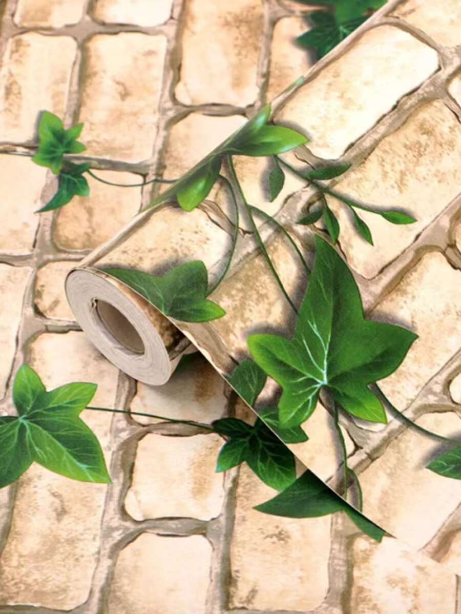 1 cuộn Giấy dán tường sáng tạo, Cuộn keo dán tường họa tiết lá và gạch hiện đại cho gia đình, Miếng dán tường cải tạo, Tấm ốp tường lột, Giấy dán tường, Giấy dán tường, Vật phẩm trang trí mùa xuân Làm mới ngôi nhà của bạn, Miếng dán trang trí Rama - Nhiều màu - Xem 1