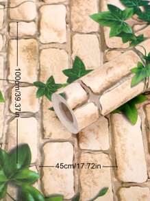 1 cuộn Giấy dán tường sáng tạo, Cuộn keo dán tường họa tiết lá và gạch hiện đại cho gia đình, Miếng dán tường cải tạo, Tấm ốp tường lột, Giấy dán tường, Giấy dán tường, Vật phẩm trang trí mùa xuân Làm mới ngôi nhà của bạn, Miếng dán trang trí Rama - Nhiều màu - Xem 6