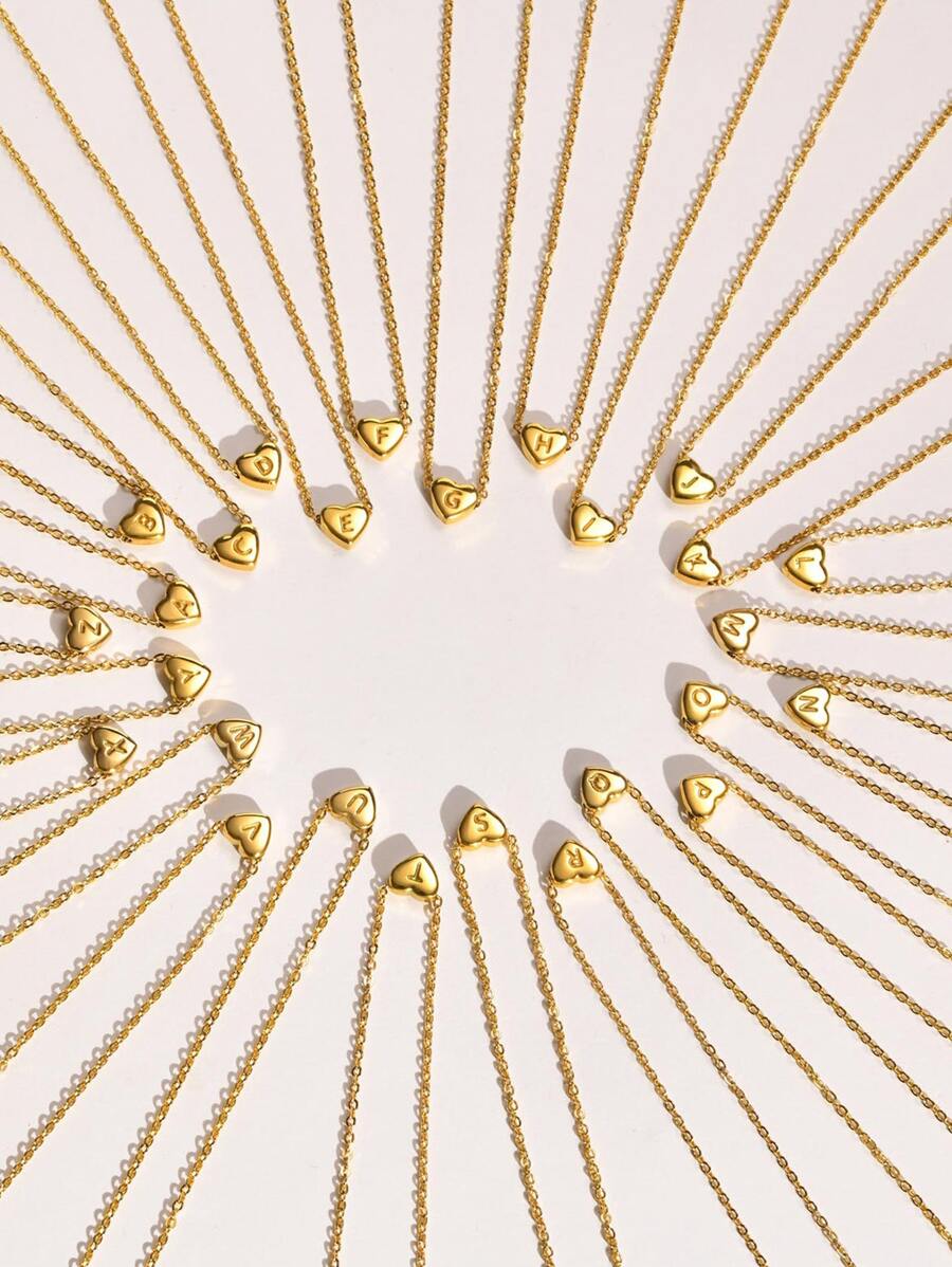 Letter Detail Heart Decor Necklace