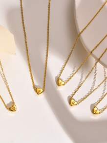 Letter Detail Heart Decor Necklace
