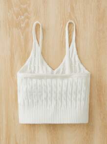 Girls Bow Front Cable Knit Jumper - White - View 2