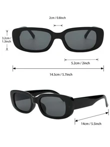 2 件塑料方形装饰时尚眼镜套装，适合夏季海滩度假、户外、旅行 - 灰色 - 查看 3