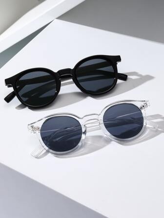 2 件男士塑料几何防紫外线太阳镜组合适合户外休闲活动海滩派对热带海滩度假配件适合夏季海滩度假、户外、旅行